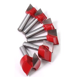 ASNOMY 8 mm Shank Floor Cleaning Milling Cutter Set, 6 Pieces Milling Cutter End Mill Woodworking Tool Bit, Double-Edged Face Cutter 18/20/22/25/30/32 mm