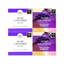 Happy Bath Lavender Beauty Cleansing Soap, 90g x 4-Pack Bath 2ea