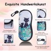Cumnvulnt Beautiful Glasses Case, Hard Case, Two Small Black Cat