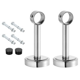 sourcing map 2Set Ceiling Mount Bracket Fit 1.26inch Pipe, Stainless Steel Curtain Rod Holder Closet Rod Holders for Wardrobe Bathroom Curtain Pipe, 5.91inch Length