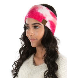 Funky Junque Women's Headwrap Tie Dye Headband Soft Knit Warm Winter Ear Warmer: Fuschia/Pink