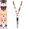ROLSELEY Lanyard Neck Strap 20 Pink Dog Breeds Pattern with