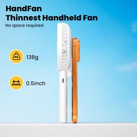 HandFan Ultra-𝐒𝐥𝐢𝐦 & Lightweight Handheld Fan (0.5in,0.3lb), 5 Speeds Portable Hand Held Fan USB Rechargeable 180° Foldable, Quiet Summer Essentials with Lanyard for Travel/Concerts/Lash (Pink)