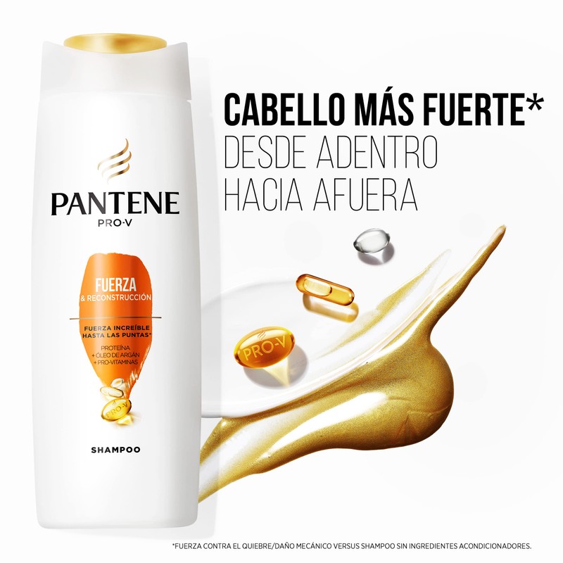Pantene - Shampoo Fuerza y Reconstrucción, con Aceite de Argán,