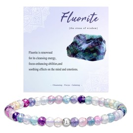YOKIKA Fluorite Crystal Bracelets for Women, Adjustable Fluorite Bracelet Beaded Bracelets, Healing Crystal Bracelet Ladies Jewellery for Mum Birthday Valentines Mothers Day Gifts