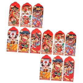 HONMEET 12Pcs Creative Year Red Envelopes Cartoon Red Packet for Bronzing Design Unique Money Bags for Celebrations for Gifting and Collecting