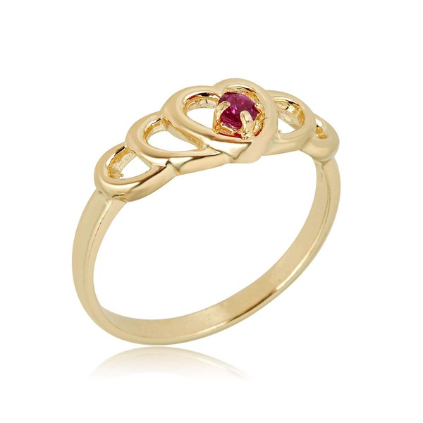 AVORA 10K Yellow Gold July Birthstone- Ruby Ring, Size 4