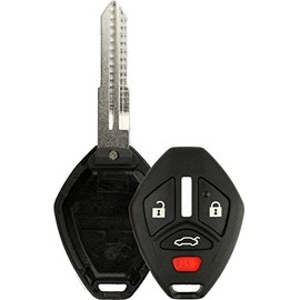 KeylessOption Keyless Entry Remote Uncut Blank Car Key Blade Fob Case Shell Button Pad Outer Cover Repair for 2007-2012 Mitsubishi Eclipse Lancer Galant