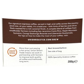 Union Hand Roasted Coffee Revelation Espresso ground, 200g