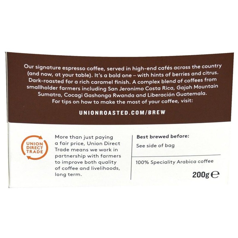 Union Hand Roasted Coffee Revelation Espresso ground, 200g
