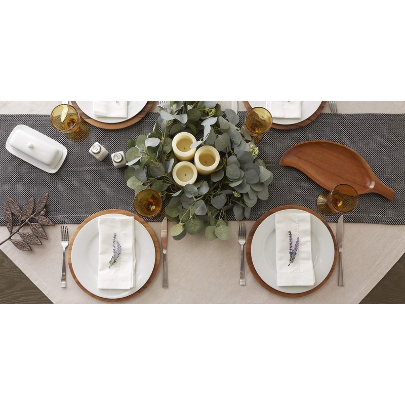 DII Bordered Dobby Woven Table Runner, 15 x 72, Black,
