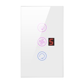 Tuya WiFi Intelligent Touched Screen Fan Light Switch Speed Adjustable Fan Light Switch Mobilephone Voice Control Fan Light Switch Compatible with Alexa and  Home