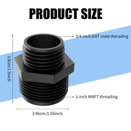 599030 1-Inch MNPT x 3/4-inch Male GHT Garden Hose Reducer/Adapter, with 1-inch FNPT discharge - Compatible with Little Giant GH-1 Adapter
