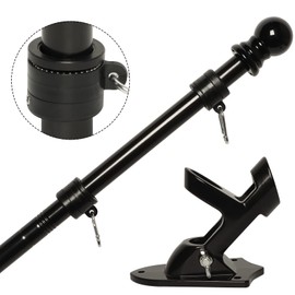 NELXINJO 6FT Stainless Steel Flag Pole Kit with Bracket for Outside House | Outdoor Mounting for 3x5 American Flag (Without Flag, Black)