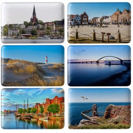 Merchandise for Fans Meine Heimat... Schleswig-Holstein/Germany 01 Rectangular Fridge Magnets 7 x 4.5 cm Set of 6
