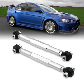 AJP Distributors Rear Lower Suspension Adjustable Camber Kit Control Arms Silver Compatible/Replacement For Lancer Evolution X EVO 10 2008 2009 2010 2011 2012 2013 2014 2015 08 09 10 11 12 13 14 15
