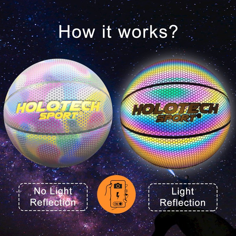 KPASON Balón de baloncesto, holográfico brillante, talla 5
