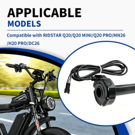 Full Twist Throttle for Ridstar Q20, Surron Style Ebike Throttle Grip with Ignition Switch, 3-Pin Plug and Play Electric Dirt Bike Throttle Replacement with 59 in Cable