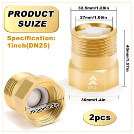 ELNLE Rückschlagventil 1 Zoll mit Innengewinde und Außengewinde, Rückflussverhinderer DN25 Messing Rückschlagventil Wasser für Wasserleitung Warmwasserbereiter