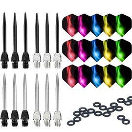Tobeit 12 Pieces Metal Steel Dart Tips 4 Sets Interchangeable Tips 2ba Dart Accessory Set for Steel Darts