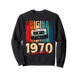 55th Birthday Man Gift August 1970 Vintage Cassette gifts Sweatshirt
