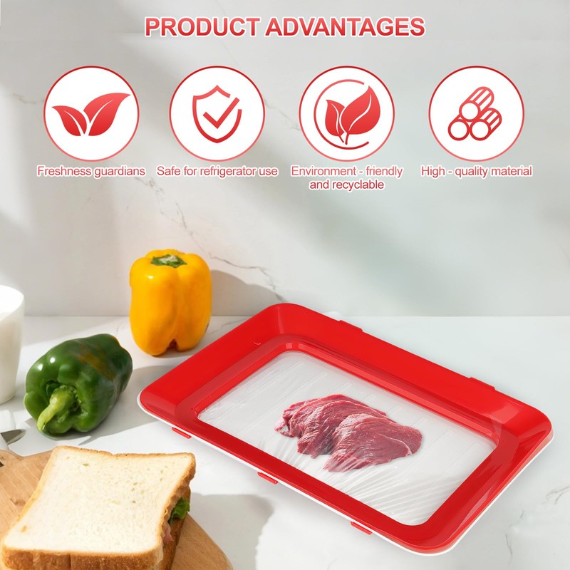 4Pcs Stretch Fresh Storage Trays - Stacked and Reusable Flat