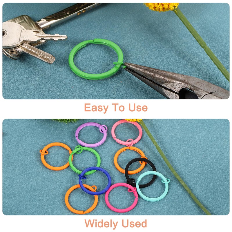 Sourcing Map 10Pcs Metal Split Keychain Rings, Round Flat Key