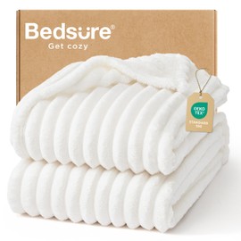 Bedsure Bedsure Blankets Queen Size for Bed - GentleSoft Cozy Soft Blankets for Women, Cute Large Fleece Throws for Girls, Off White, 90x90 Inches