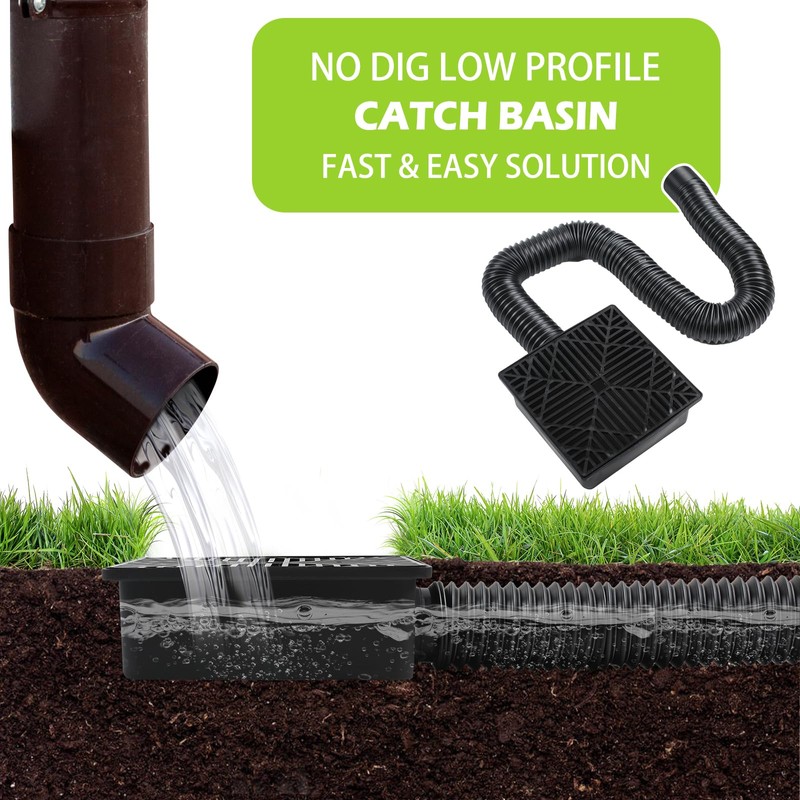MaxEarn 10 inches Square Catch Basin Drain Kit with 155