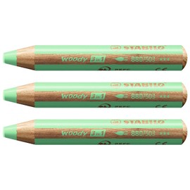 STABILO Woody 3 in 1 Round Pastel Green Multi-talent Pencils Set of 3