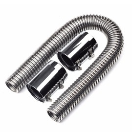 BLACKHORSE-RACING 24" Stainless Steel Radiator Flexible Coolant Water Hose Kit with Caps Universal