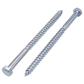 (Pack of 20) DIN 571 Galvanised Steel Hexagon Wood Screws M6 x 100 mm, Hex Screw, Key Screws, Hexagon Socket, Carriage Screws (20, M6 x 100 mm)