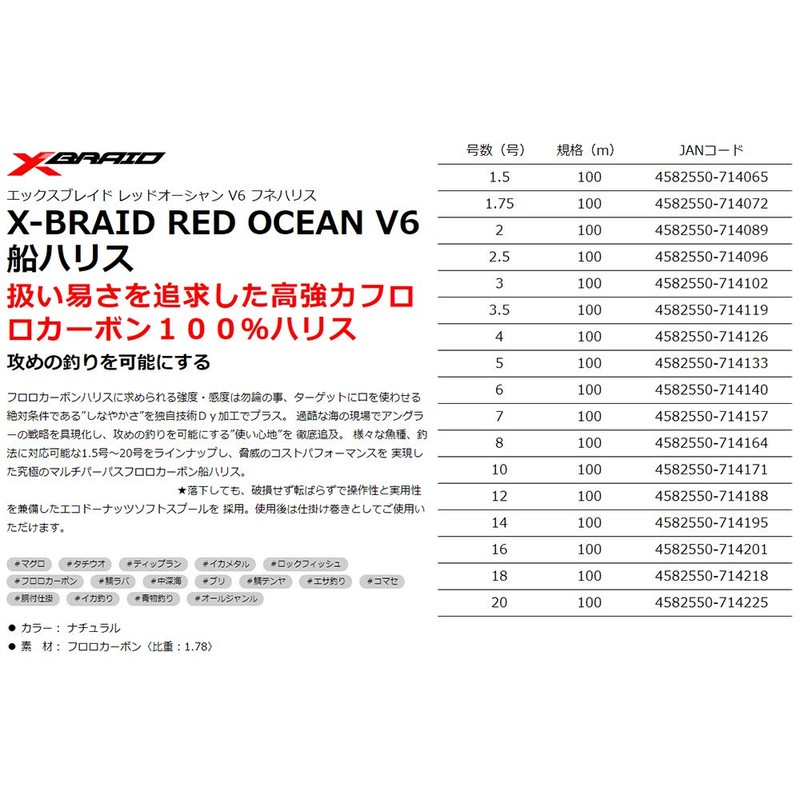 X-Braid Red Ocean V6 Ship Harris 100m No. 18