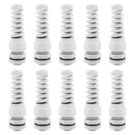 Strain Relief Cord Connector,LISTENJIALE 10Pcs NPT 1/4" Waterproof Cable Gland Flex Spiral Strain Relief Adjustable 4-8mm Cable Connector Nylon Joint with Gaskets(Grey)