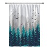 RV Shower Curtains Forest Mountain Happy Camper, Fabric RV Bathroom