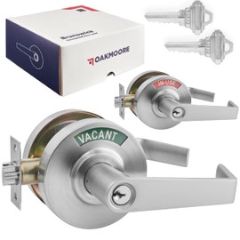 Keyed Entry Commercial Door Handle | Heavy Duty Commercial Door Locks with Indicator | Restaurant, Store, Hospital, Warehouse | Locking Occupied Door Lever Lock with Ke (Silver)