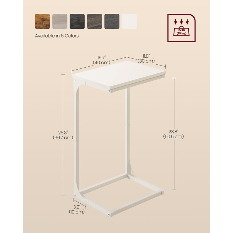 VASAGLE C-Shaped End Table, Side Table for Sofa, Couch Table
