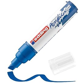 edding 5000 acrylic marker broad - blue - 1 waterproof acrylic paint marker - chisel nib 5-10 mm - acrylic paint pen for drawing on canvas, art paper and wood - acrylic markers for pebbles