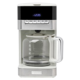 Haden Quintessential 12 Cup Coffee Maker with120 Minute Keep Warm, Delay Brew, Adjustable Strength, Programmable Clock, and Anti Drip, Ivory/Chrome