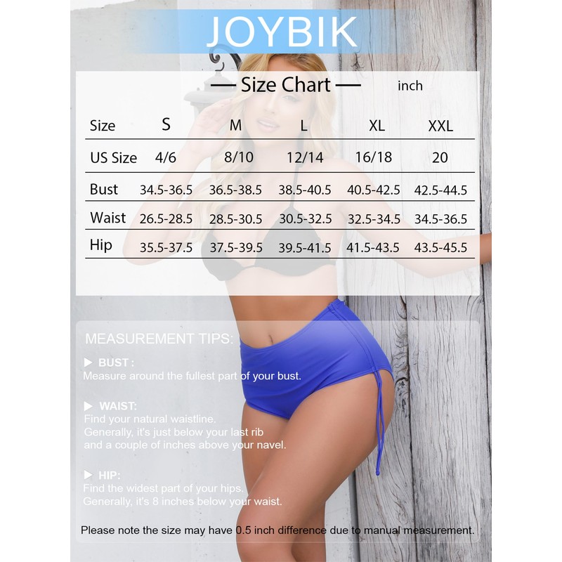 JOYBIK - Parte inferior de bikini de cintura alta para
