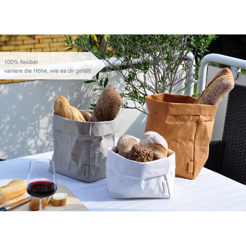 Large XXL Bread Basket/Sand/Modern/Vegan Leather as Fabric Alternative/Bread Bag/Bread Basket/Fruit