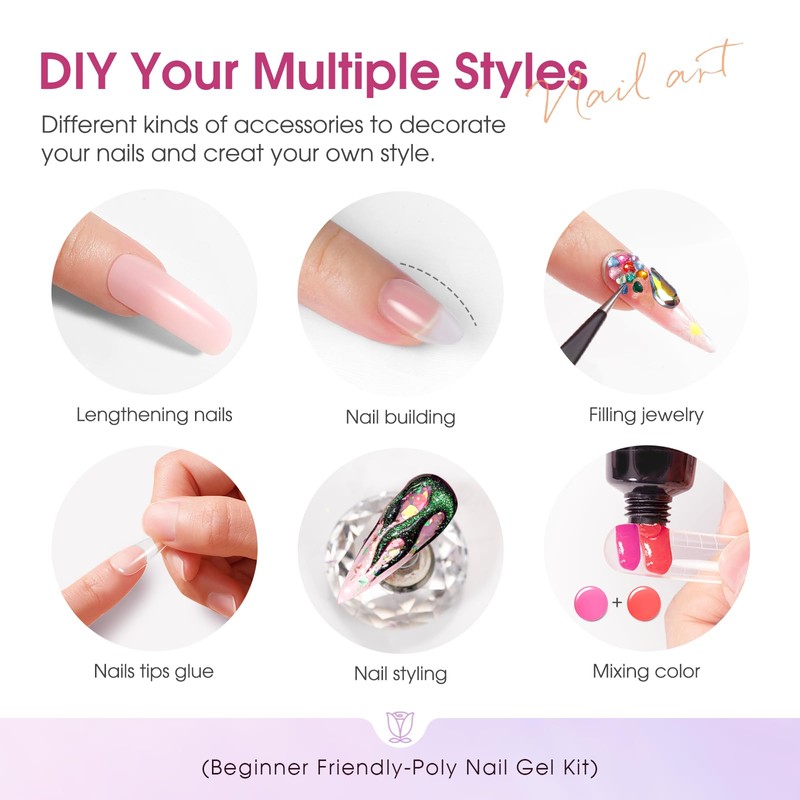 ROSALIND Poly Nail Gel Colors Kit -14 Colors +72 Nail