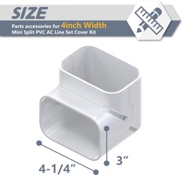 Flamorrow 4" W 90° Elbow, Decorative Line Set Cover Parts Accessories, Line Set Cover Tubing Kit for Ductless Mini Split Air Conditioner, Central AC and Heat Pump System, White