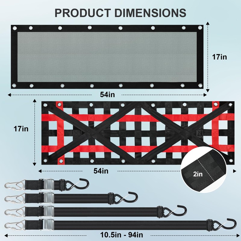 SKYJDM Heavy Duty Tailgate Net for Truck Bed with Detachable