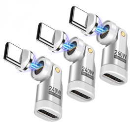 VAFOTON 240W USB C Magnetic Adapter, 9Pin Magnetic Adapter (3 Pack), 540° Rotation USB C to Typ C Magnetic Adapter, Supports PD 240W 5A Quick Charge and Data Transfer, For MacBook/Laptop/Tablet