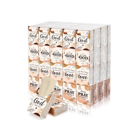 JarThenaAMCS 80 Pack Christian Pocket Tissues 3-Ply Bulk Bible Verse Travel Tissue Boho Inspirational Words Portable Facial Tissues for Wedding Baptism Party Supplies