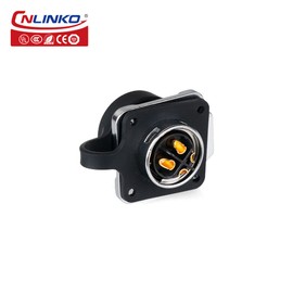 CNLINKO LP-20 Industrial Waterproof Connector IP68 Circular Connector Quick Plugging Aviation Connector Anti-Interference Shell Fast Release Connector M20 2-12 Pin Flange Socket (4 Pin)