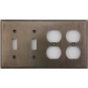 Aged Antique Brass 4 Gang Combination Switch Plate - 2