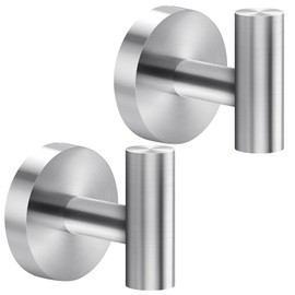 Ravinte Towel Hooks 2 Pack - Brushed Nickel Bathroom Wall Mounted SUS 304 Stainless Steel Silver Coat Robe Clothes Hook Holder
