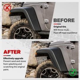 FieryRed Fenders Front & Rear Fenders Compatible with 2007–2018 Jeep Wrangler JK and JKU Lower Wheel Eyebrow, Off-Road Wheel Flares Liner Set 4 PCS